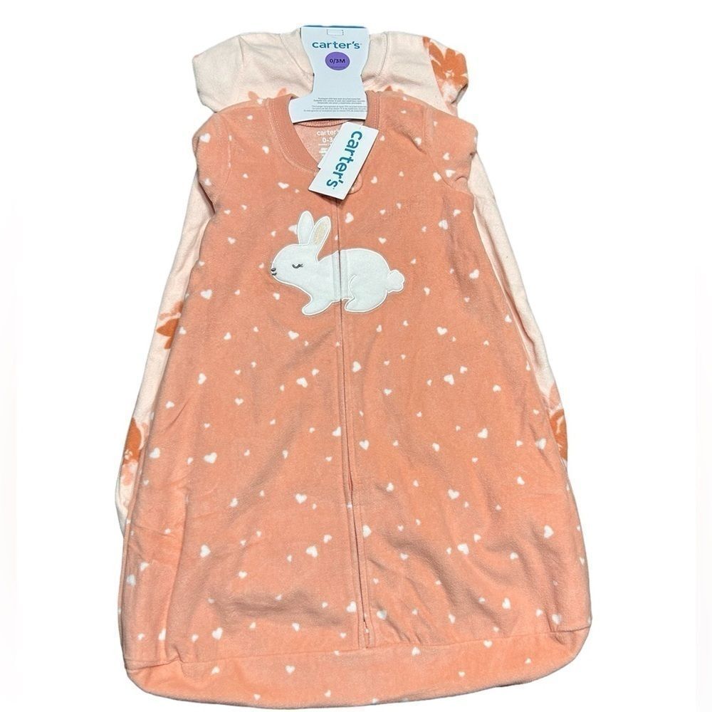 TWO Carter’s 2-Way Zip Fleece Sleep Bags